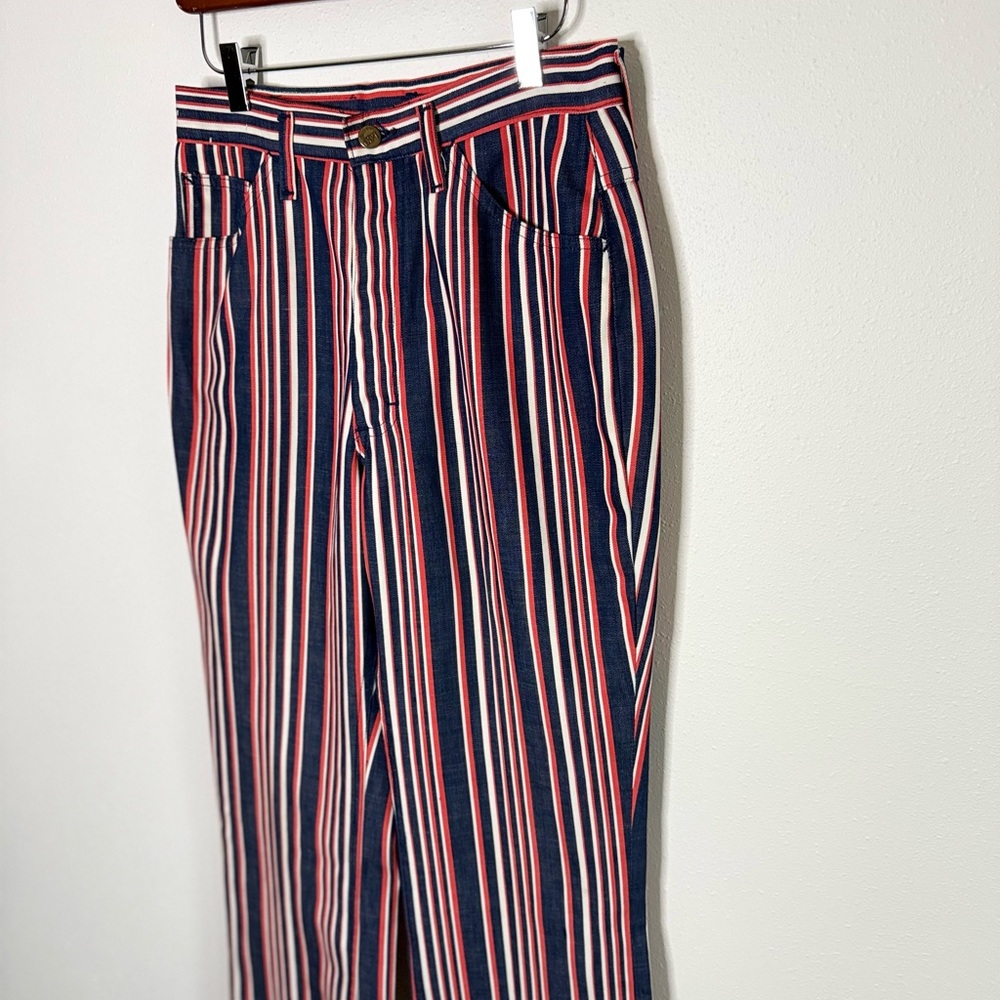 Vintage Lee USA Striped Pants Red White Blue High Rise Straight Leg - Picture 3 of 11